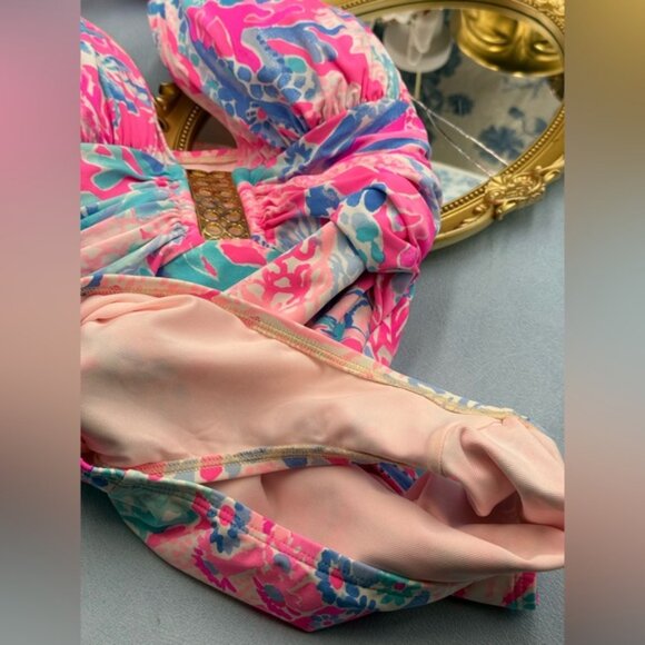 🆕 LILLY PULITZER 🧿 NWOT Lanai Halter 1PC Swimsuit, Light Pascha Pink - Sz 6 - Picture 13 of 13